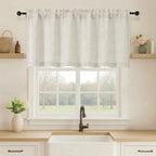 OVZME Natural Valance for Windows, Light Filtering Faux Linen Textured Small by OVZME