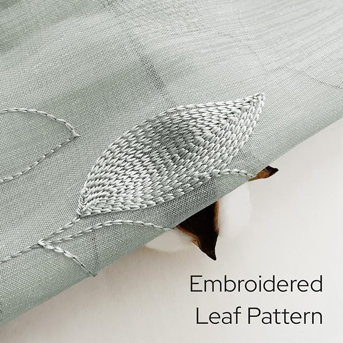 HOMEIDEAS Sage Green Sheer Kitchen Curtains 30 X 24 Inch Length 2 Panels - Image 3