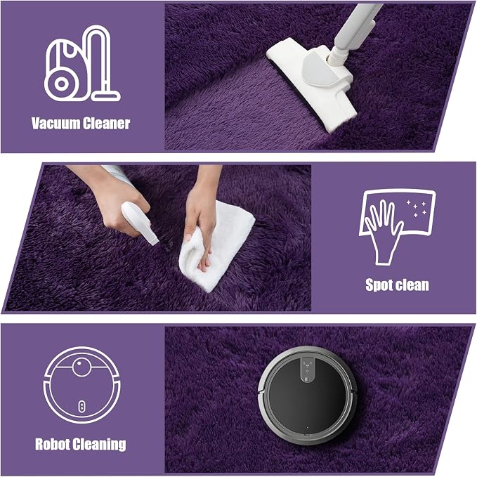 9x12 Fluffy Area Rugs for Living Room, Large Purple Fuzzy Shag Area Rug for - Image 4