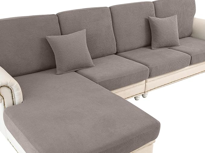 Couch Cushion Covers for Sectional Sofa L Shape Washable Separate Seat Chaise by LA+MEACK