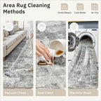 Abstract Rug 5x7 Machine Washable Area Indoor Grey White Low Pile Non-Slip - Image 9