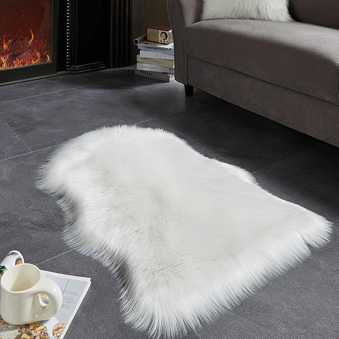 AMTOVO Faux Fur Rug, Fluffy Sheepskin Rug, Fuzzy Ultra Soft 2 x 3 ft Shag Rugs - Image 5