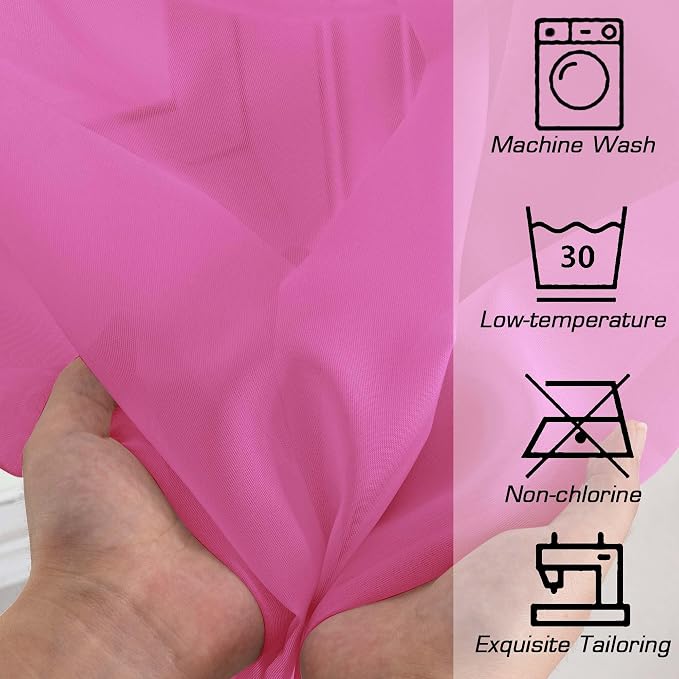 Simplebrand Hot Pink Sheer Curtains 63 Inch Length 2 Panels, Rod Pocket Solid - Image 6