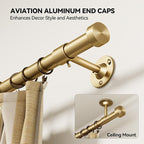 YaFex 2 Pack Heavy Duty Curtain Rods 32-90 Inch, 1 Inch Adjustable Gold Curtain - Image 2