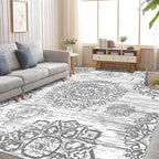 HEBE Washable Area Rug 8'x10' Non Slip Soft Distressed Medallion Bedroom & by HEBE