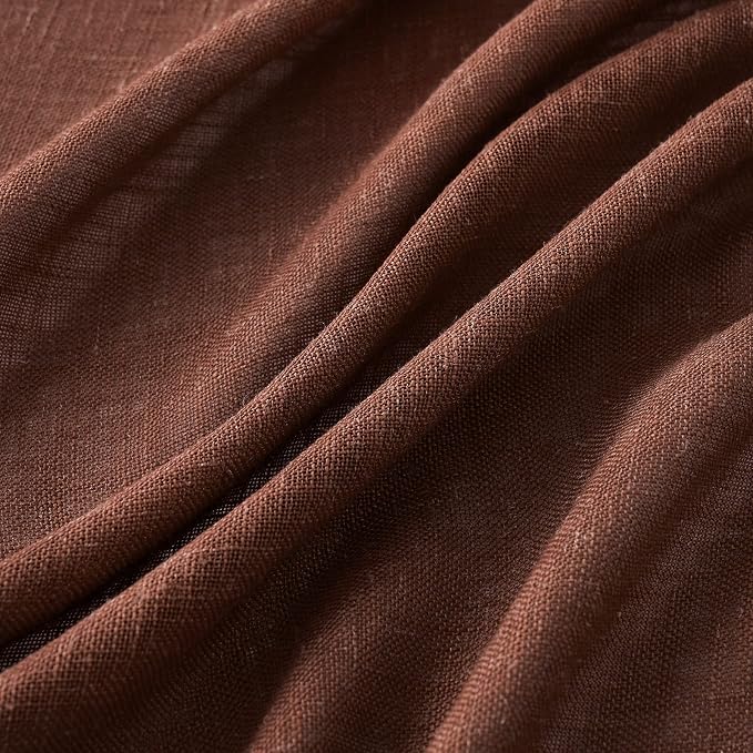 MIULEE Chocolate Brown Linen Curtains 63 Inch Length 2 Panels - Image 4