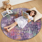 Washable Area Rugs 4ft Non-Slip Modern Abstract Soft by RELEANY