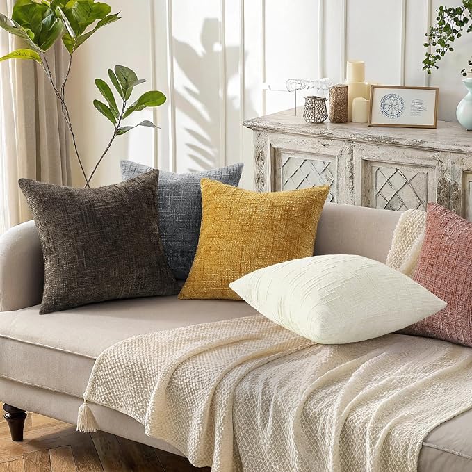 decorUhome Summer Pink Chenille Throw Pillow Covers 12x20 Set of 2 Textured - Image 5