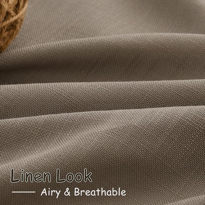 Nanspring Dark Taupe Linen Sheer Curtains 54 Inch Length 2 Panel Set Back Tab - Image 5