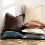 MIULEE Decorative Throw Pillow Covers Neutral Linen Fringe Throw Pillows Euro - Image 6