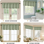 OVZME Green Valance for Windows, Light Filtering Faux Linen Textured Small Cafe - Image 5