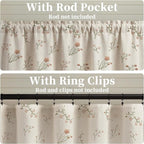 Kitchen Valances for Windows, Floral Embroidered Spring Linen Blend Farmhouse - Image 5