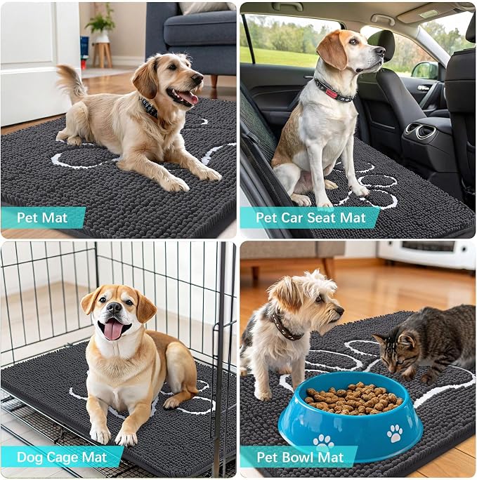 OLANLY Dog Door Mat for Muddy Paws 44x32, Paw Print Design, Absorbs Moisture - Image 7