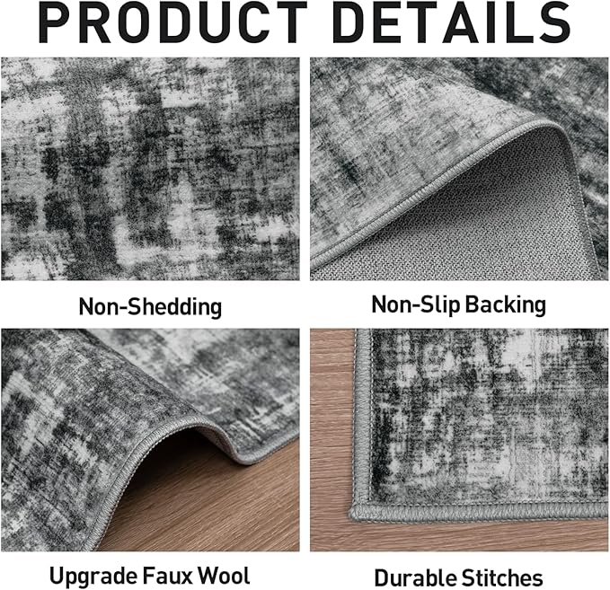 4x6 Area Rugs Washable Rug: Modern Abstract Living Room Rug Soft Anti-Skid Thin - Image 4
