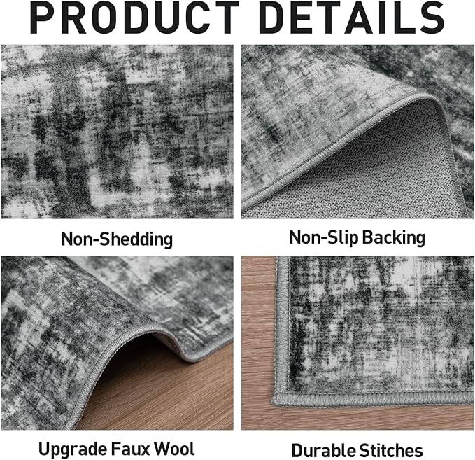 5x7 Area Rugs Washable Rug: Modern Abstract Living Room Rug Soft Anti-Skid Thin - Image 5
