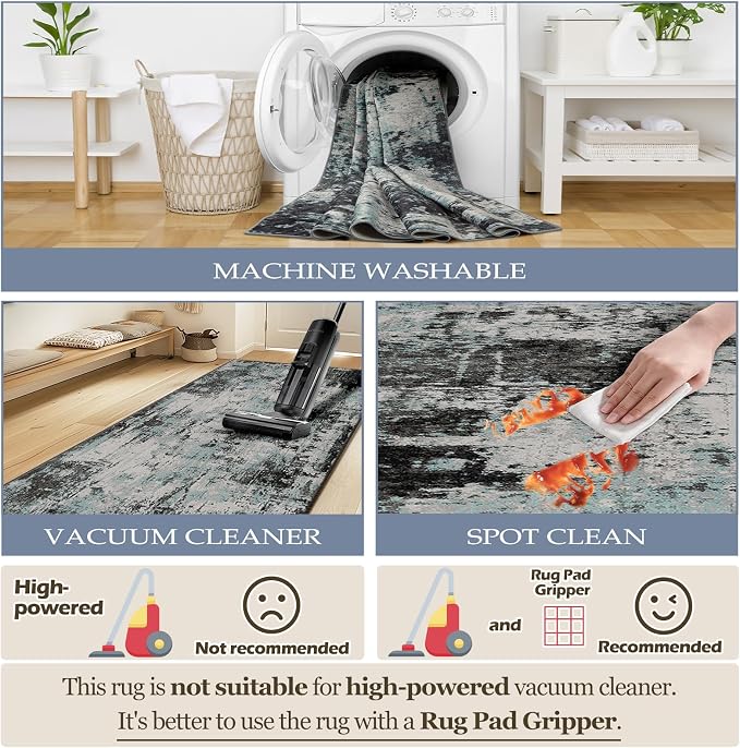 Washable Area Rugs 5'x7' Non-Slip Modern Abstract Soft - Image 7