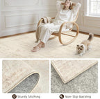 8x10 Area Rugs for Living Room: Vintage Boho Neutral Washable Rug Indoor Soft - Image 4