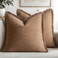 MIULEE Decorative Throw Pillow Covers Neutral Linen Fringe Throw Pillows Set of by MIULEE