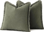 MIULEE Decorative Throw Pillow Covers Neutral Linen Fringe Throw Pillows Set of - Image 6