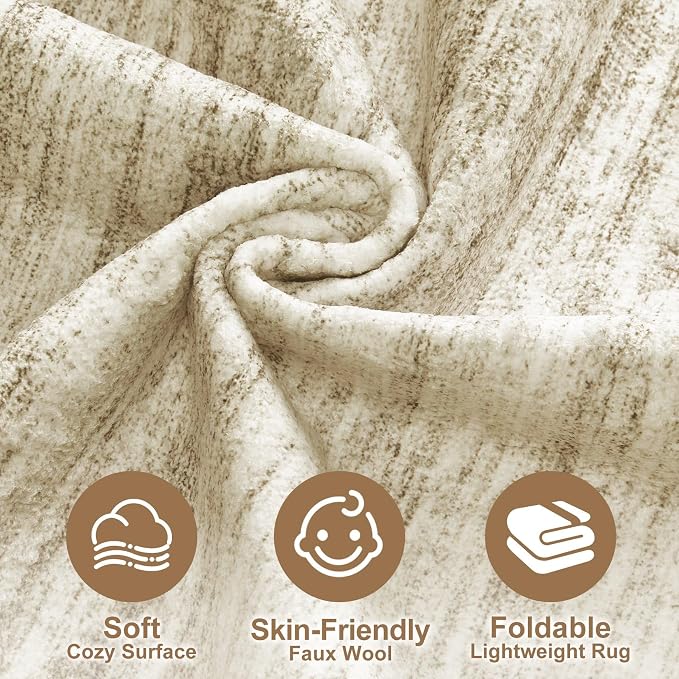Nakagishi 10x14 Area Rugs Living Room: Washable Large Vintage Rug Neutral - Image 3