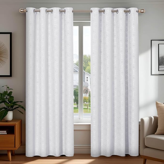 Deconovo White Curtains, Room Darkening Living Room Curtain, Thermal Insulated by Deconovo
