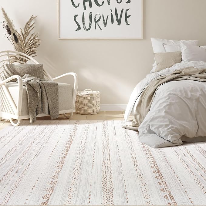 Nakagishi 6x9 Area Rugs Living Room: Washable Boho Large Neutral Soft Farmhouse - Image 6