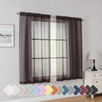 Simplebrand Chocolate Short Sheer Curtains 45 Inch Length by Simplebrand