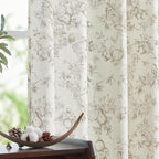 jinchan Linen Floral Curtains for Living Room 96 Inch Length Taupe Printed by JINCHAN