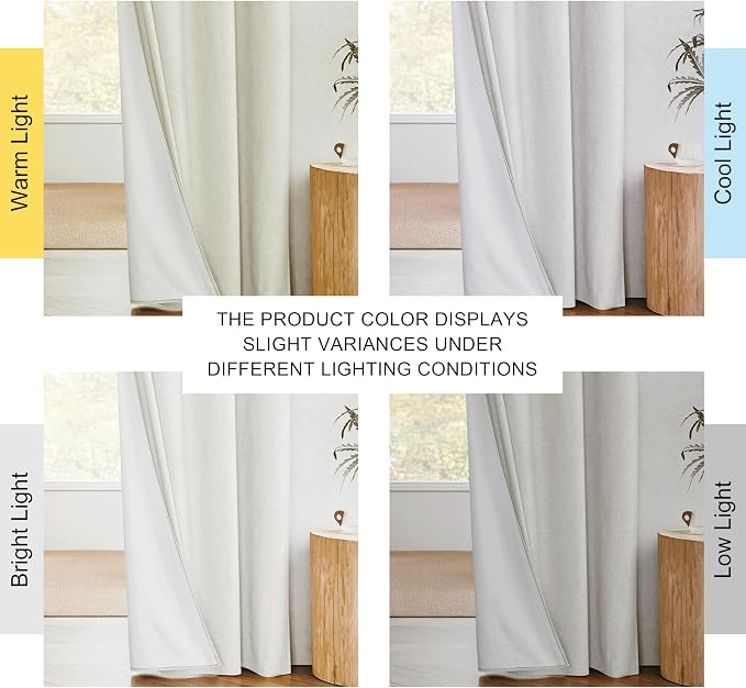 NICETOWN Extra Long Linen 100% Blackout Curtains 120 inches Length 2 Panels Set - Image 9