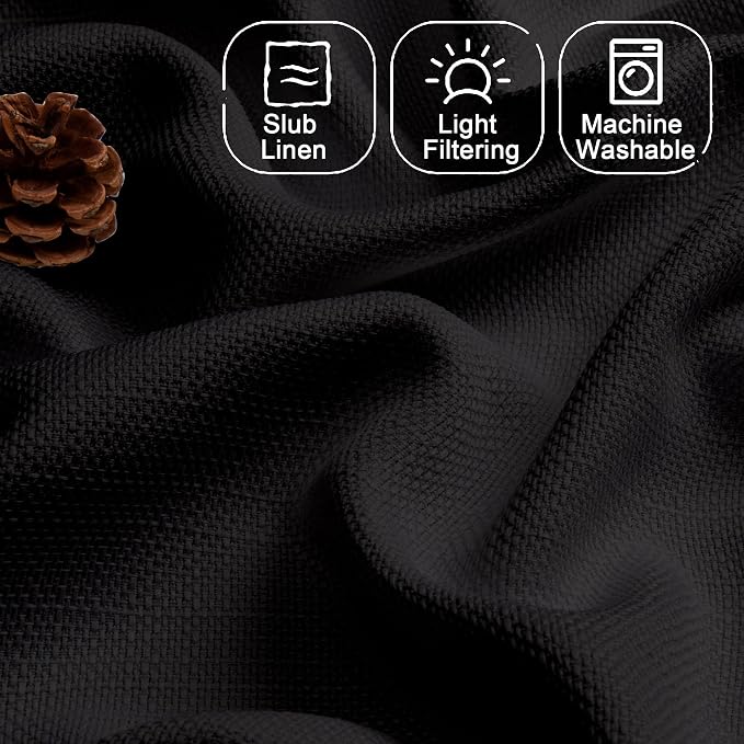 Chyhomenyc Black Valance for Windows, Light Filtering Faux Linen Decorative - Image 4