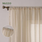 WAZZIO Boho Lace Curtains 108 Inch 2 Panel, Light Filtering Privacy Tassel & - Image 6
