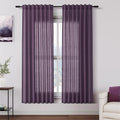 Plum Linen Curtains for Living Room 63 Inches Long 2 Panel Set Light Filtering by Nanspring