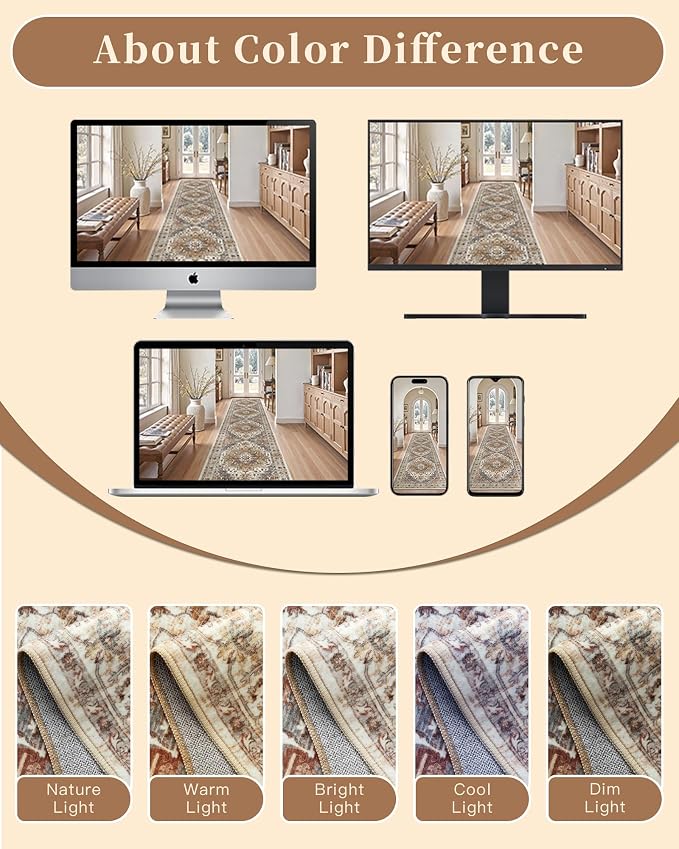 Madane Runner Rug 2x8, Washable Hallway Runner Rugs, Non-Slip Low-Pile Soft - Image 10