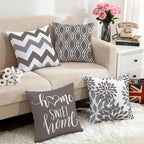 Hexagram Geometric Grey Pillow Covers 18x18 Set of 4, Decorative Outdoor Boho - Image 5