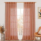 LAMIT Linen Semi Sheer Curtains 96 inches Long 2 Panels Set, Light Filtering by LAMIT