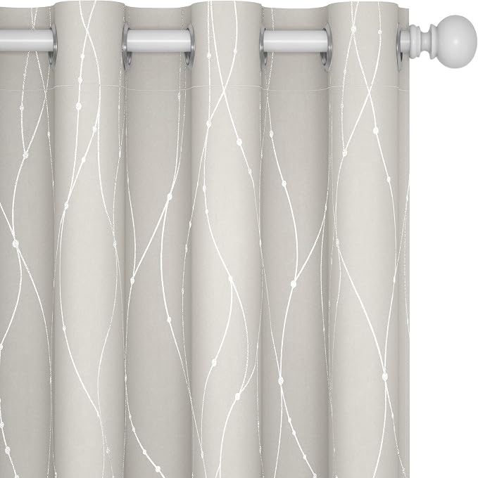 Deconovo Room Darkening Curtains, Farmhouse Boho Beige Curtain, Thermal by Deconovo