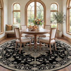 Area Rugs 8ft Washable Non-Slip, Floral Vintage Distress Print Pattern - Image 2