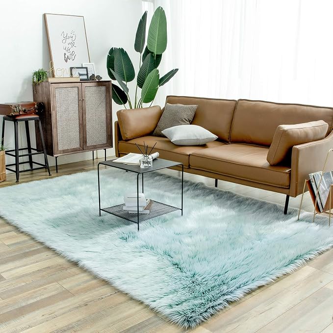 Ashler Faux Fur Rug, Fluffy Shaggy Area Rug Ultra Soft 6 x 9 Feet Rectangle Fur - Image 5