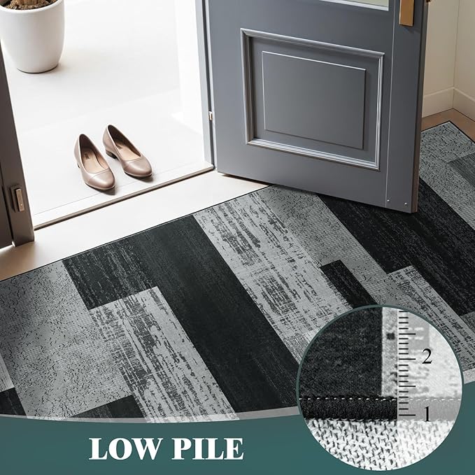 LIANLAM 5x7 Washable Area Rugs for Living Room and Bedroom, Vintage Checkered - Image 8