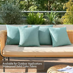MIULEE Pack of 4 Decorative Outdoor Throw Pillow Covers Linen Waterproof Pillow - Image 2