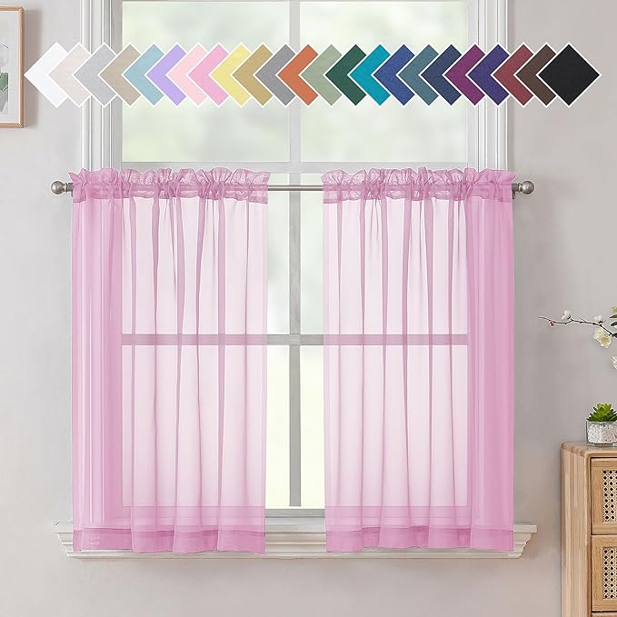Aiyufeng Pink Short Curtains Sheer Bathroom by Aiyufeng