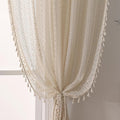 WAZZIO Boho Lace Curtains 80 Inches 2 Panel, Light Filtering Privacy Tassel & by WAZZIO