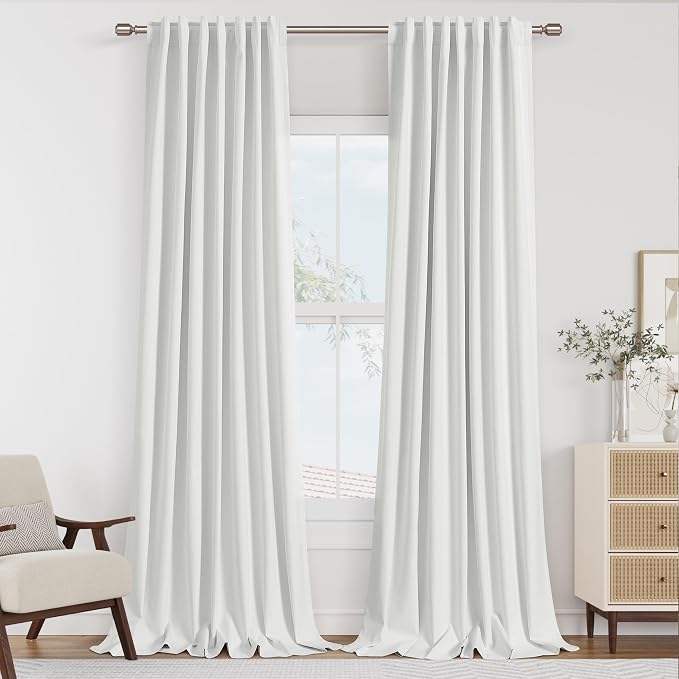 Guken 100% Blackout Linen Curtains 110 Inch Wide by 52 Inch 2 Panels Set by Guken