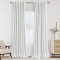 Guken White 100% Blackout Linen Curtains 96 Inch Length 2 Panels Set by Guken