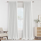 Guken White 100% Blackout Linen Curtains 96 Inch Length 2 Panels Set by Guken