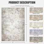 5x7 Area Rug Living Room Rug: Washable Modern Abstract Soft Thin Rug Indoor - Image 2