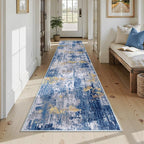 Washable Area Rugs 2'6'' x12 Non-Slip Modern Abstract Soft - Image 8