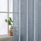 MIULEE Chambray Blue Linen Curtains 108 Inches Long 2 Panels - Image 5