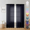 Lecloud Black Sheer Curtain Panels 72 Inch Length, Light Filtering Window by Lecloud