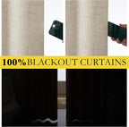 NICETOWN Taupe 100% Blackout Linen Curtains 102 inch Long Burg, Farmhouse Thick - Image 3